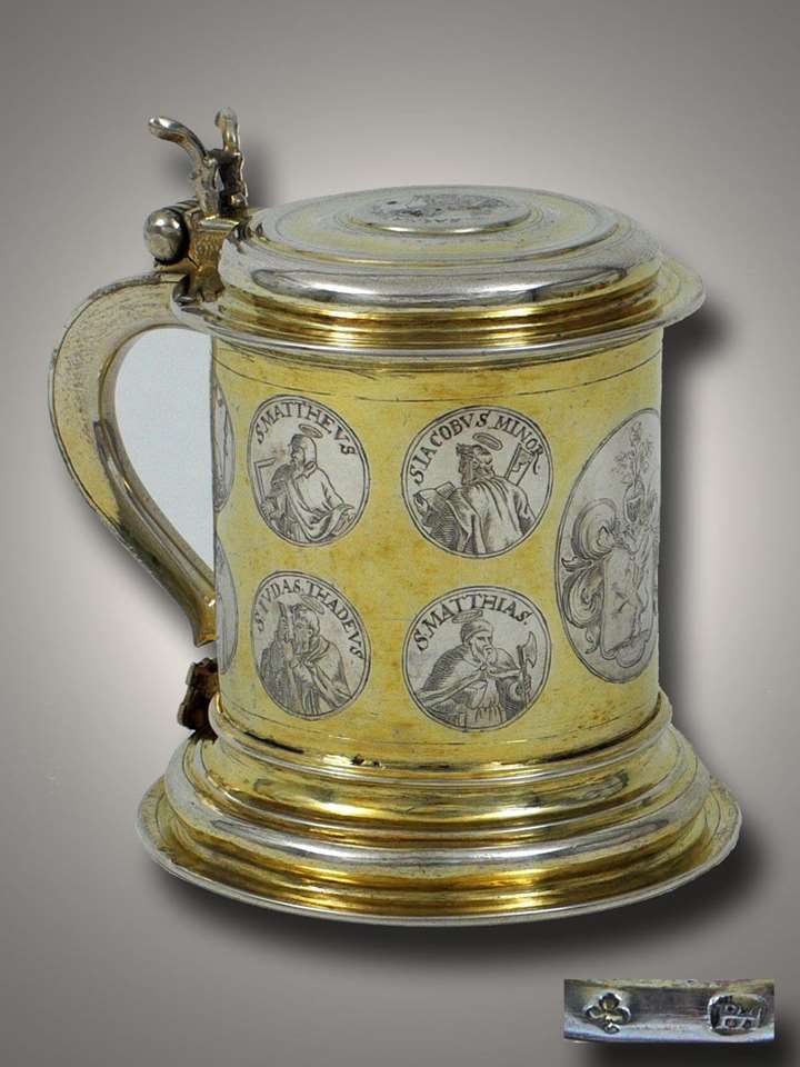 A Very Fine German Silver Parcel Gilt Tankard from Koenigsberg